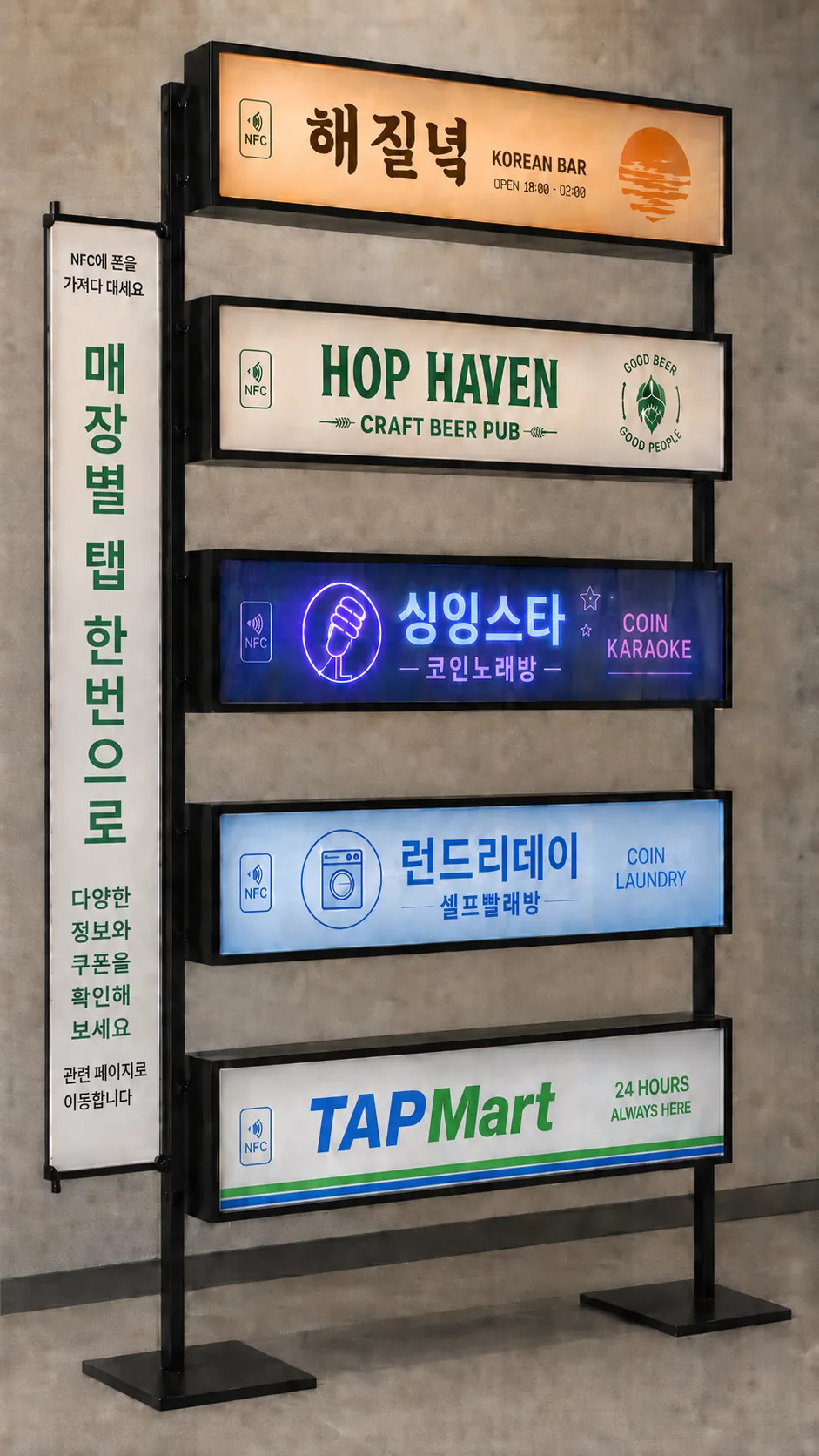 업종과 컨셉을 닮은 Tap 간판